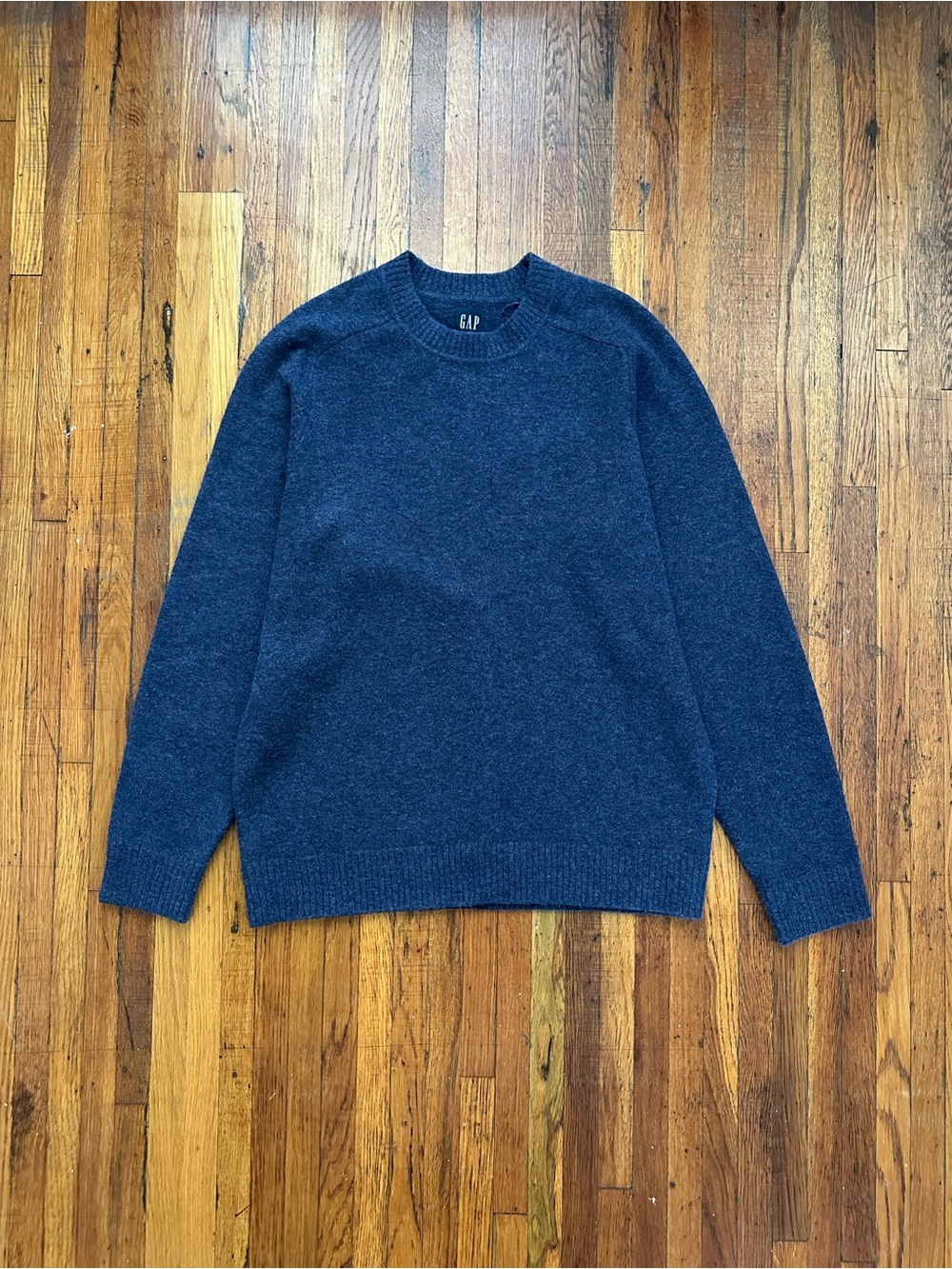 GAP 100% Wool Crewneck Sweater in Dark Blue Heather Size MT (M Tall)